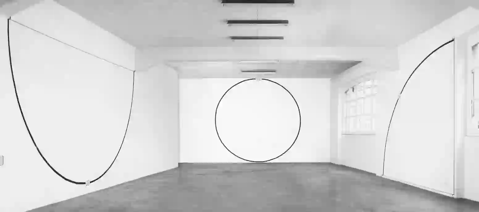 Still from video. Degrees (Installation view), 1970. Paint on wall, twine and nails. Size determined by installation. 