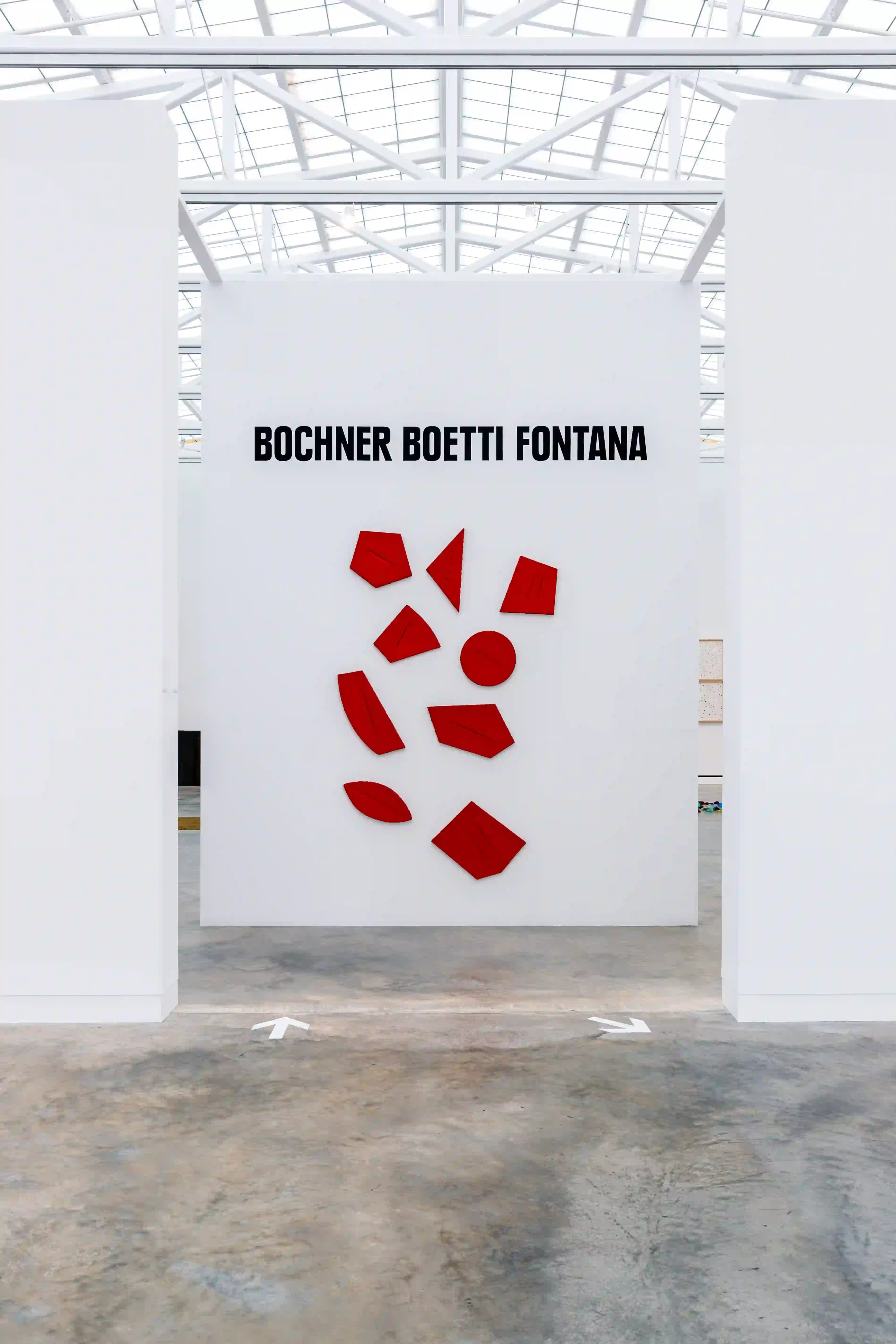 Entryway view of Bochner Boetti Fontana at Magazzino Italian Art, Cold Spring, New York