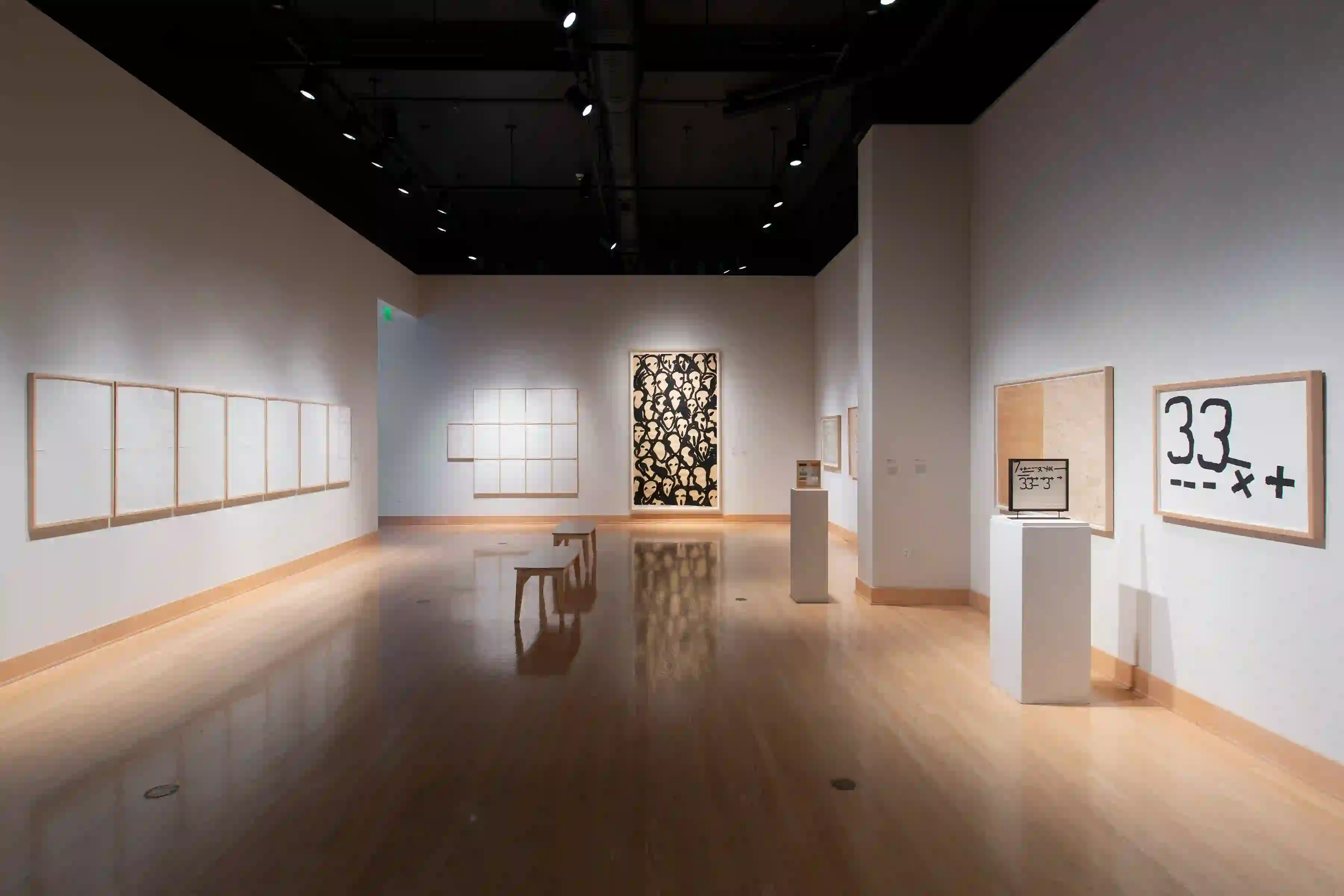 Exhibition view of "Paper Media: Boetti, Calzolari, Kounellis," curated by Francesco Guzzetti at The Samuel Dorsky Museum of Art, New Paltz, 2019