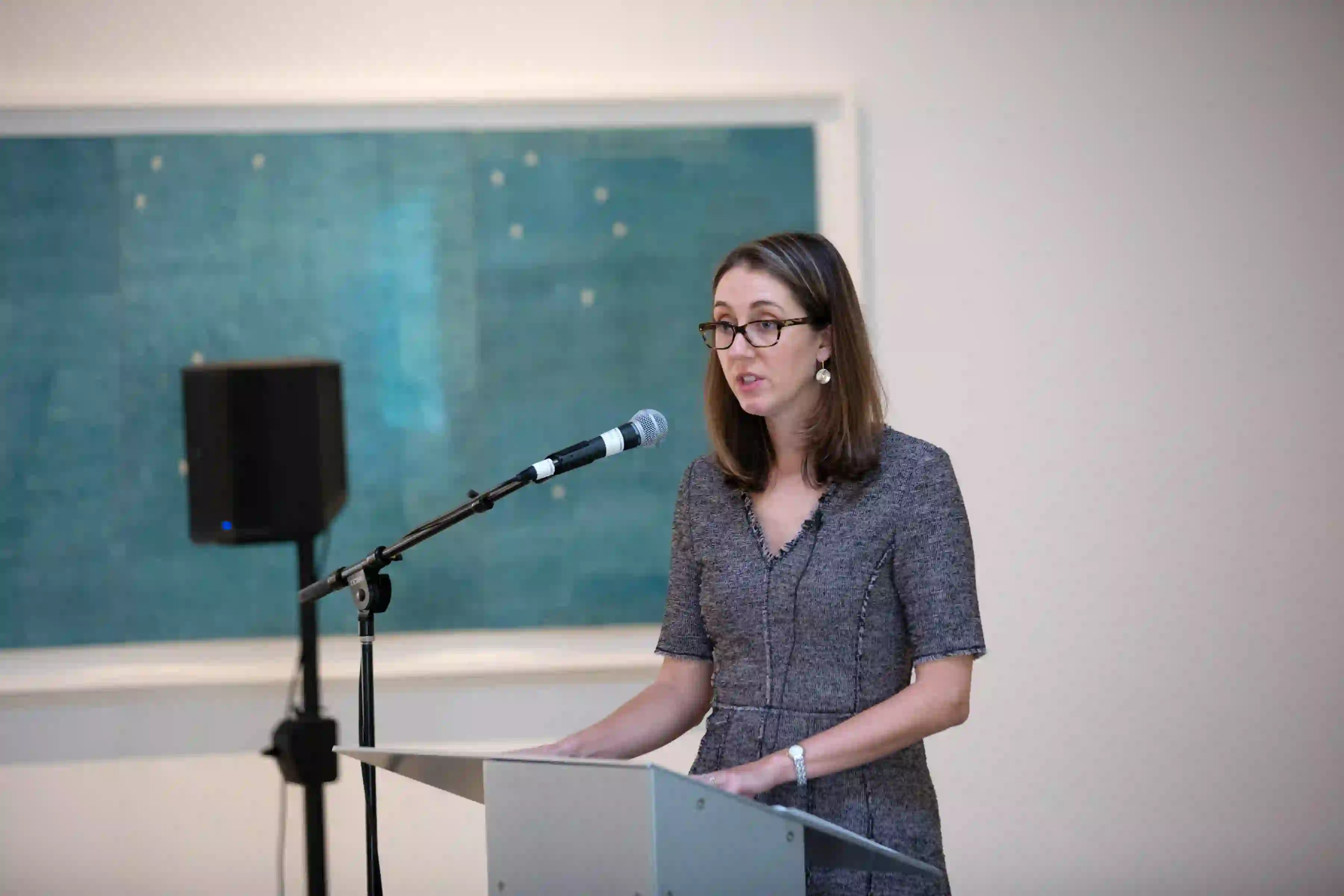 Katie Larson, Magazzino's 2022 Scholar-in-Residence, Assistant Professor of Art History at Baylor University speaking at The Politics of Labor in Postwar Italian Art.