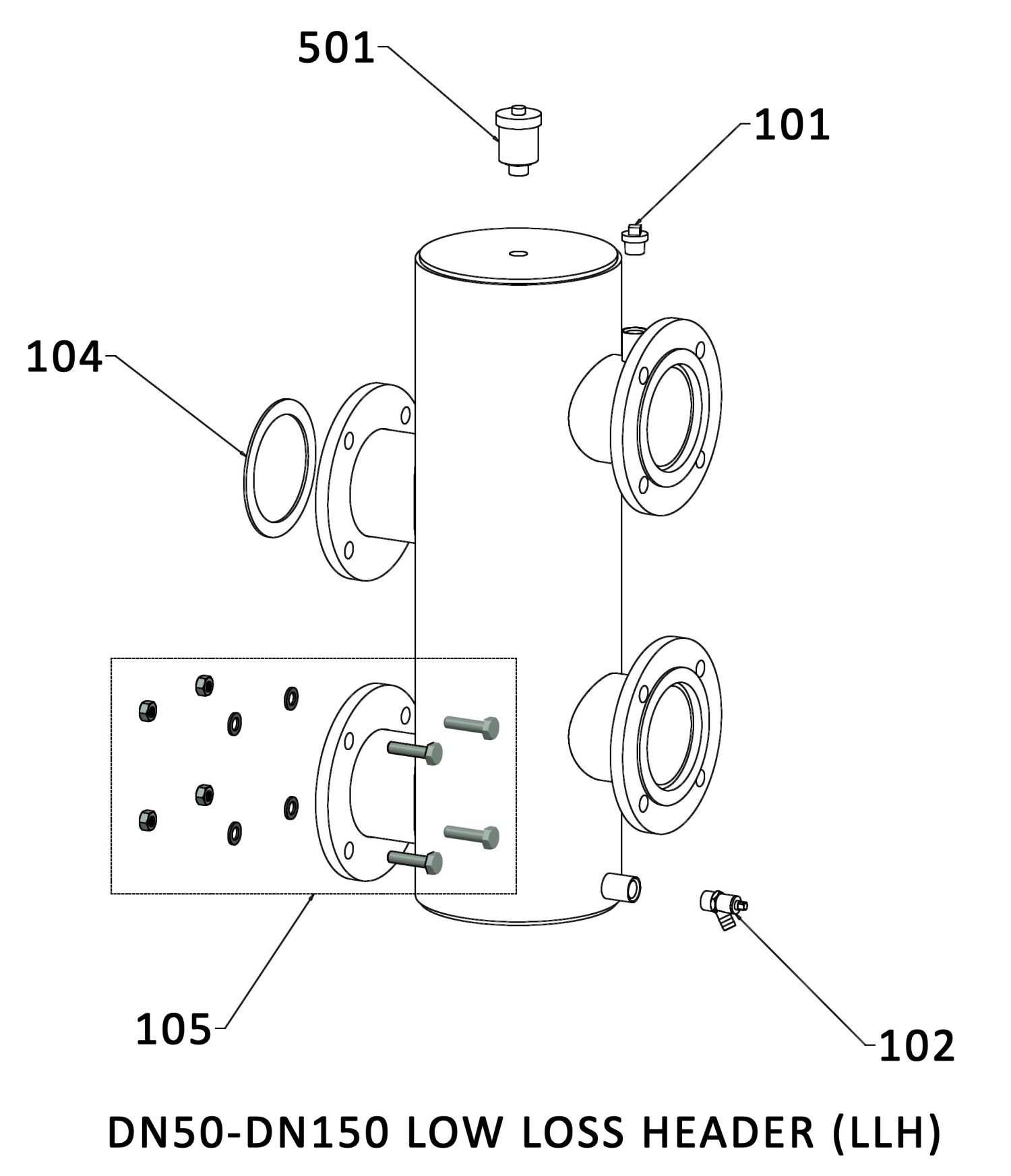 ES2-LOW LOSS HEADER (LLH) DN50-DN150