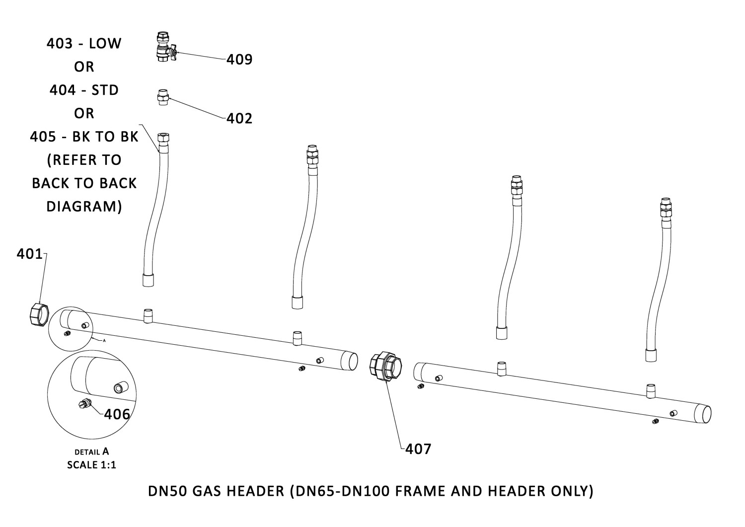 ES2-GAS HEADER DN50 (DN65-DN100 FRAME AND HEADER)