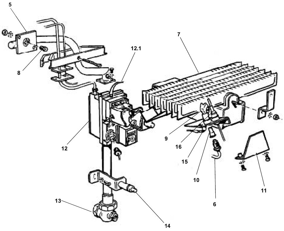 A37/D - Burner and Gas Controls (Furigas Burner Shown)