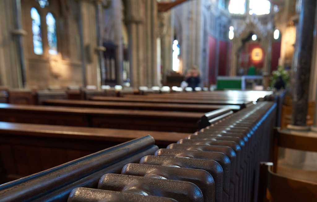 Inside the church, heating needed