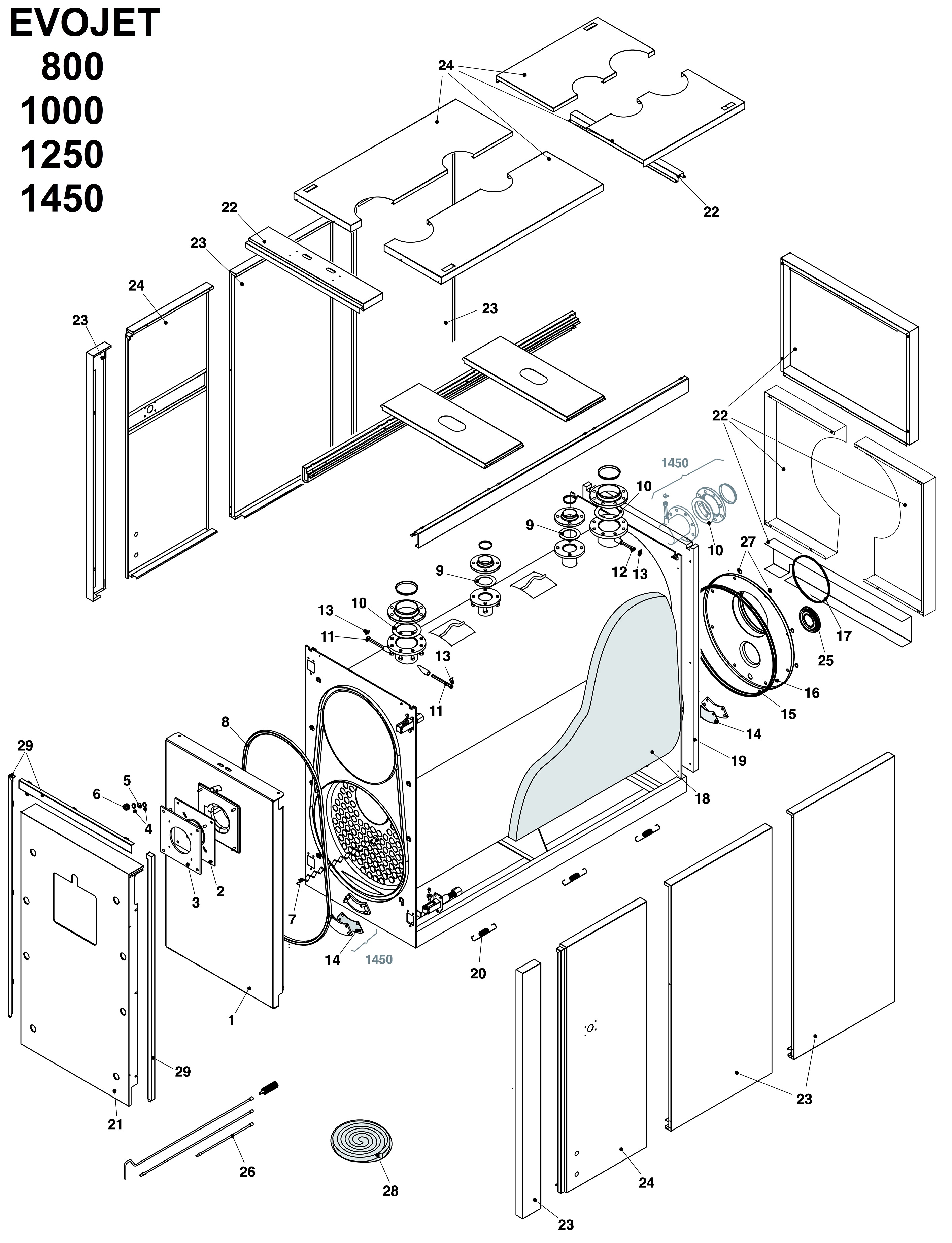 E28/C - Boiler Exploded View 800 1000 1250 1450