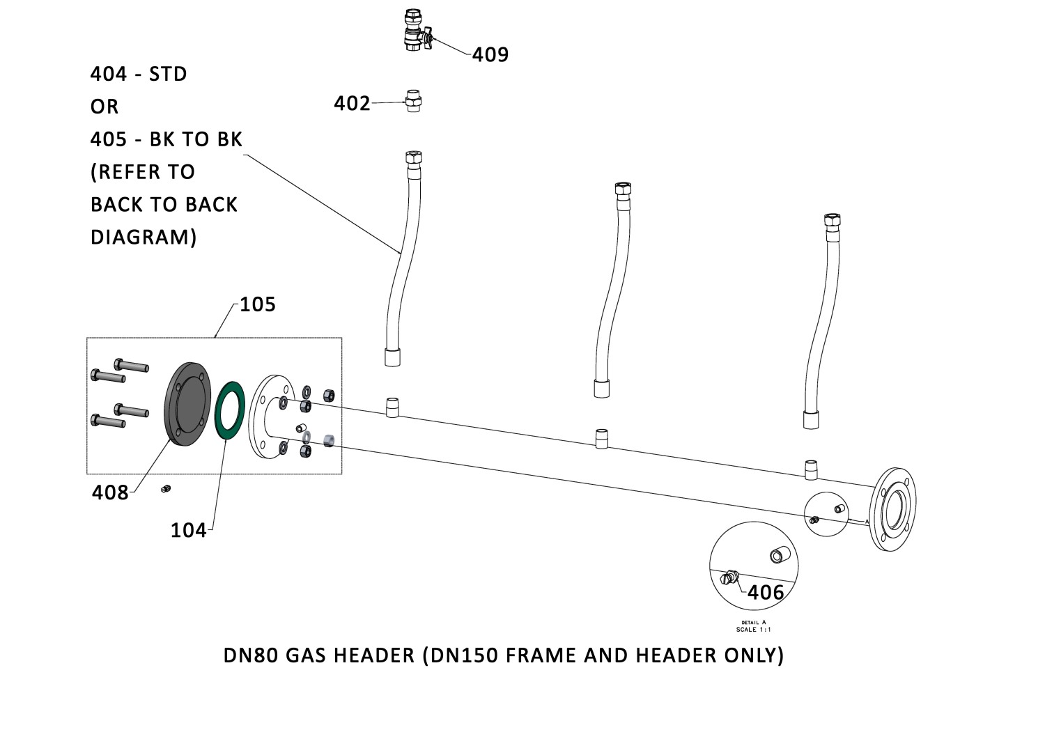 ES2-GAS HEADER DN80 (DN150 FRAME AND HEADER)