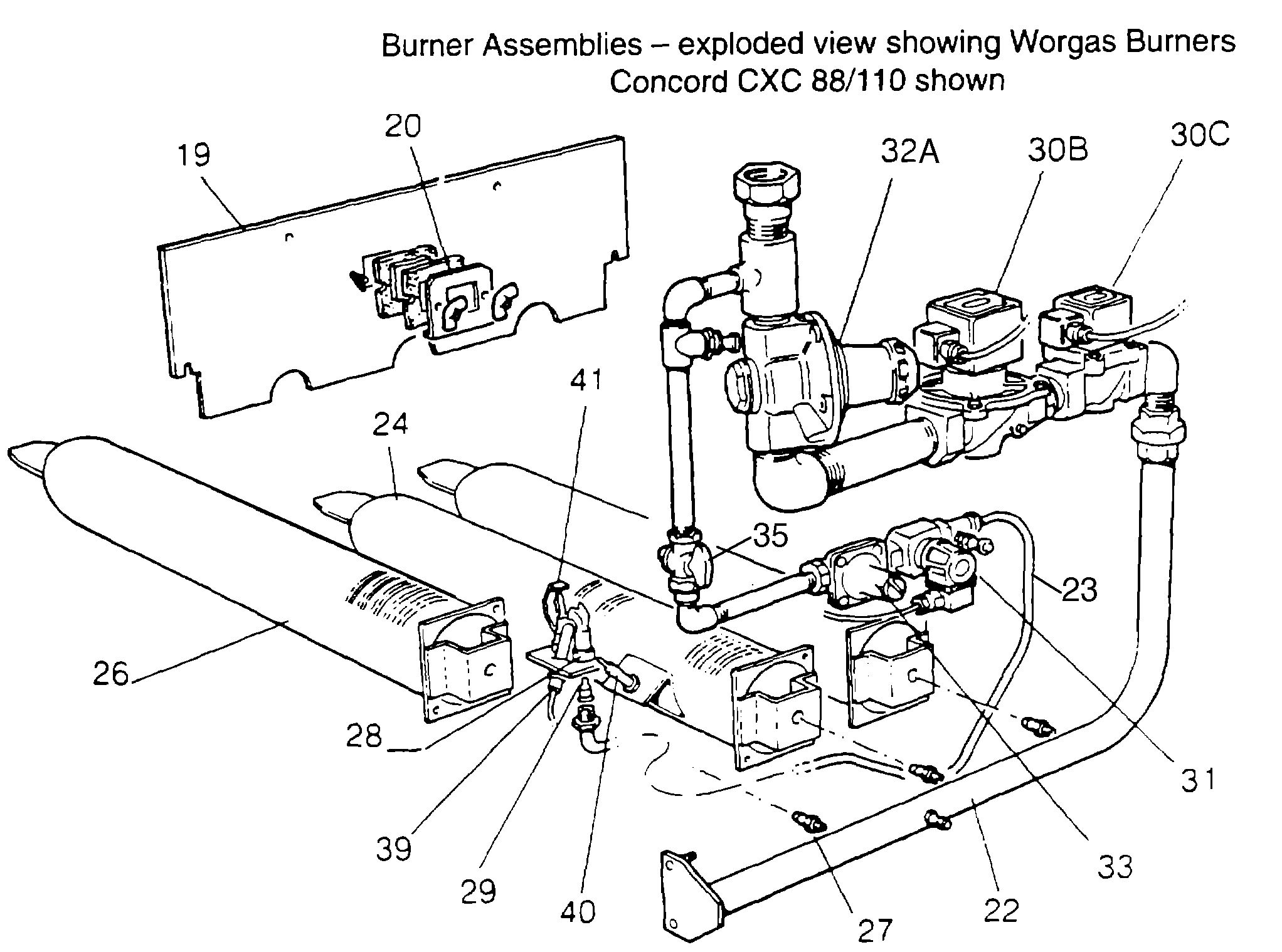 E9/H - Burner Assembly - Worgas CXC 88 & CXC 110