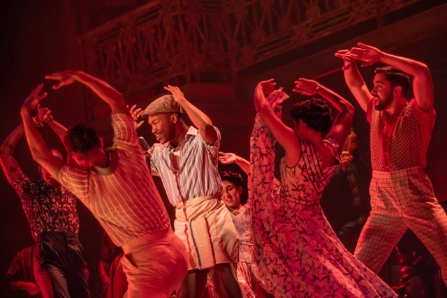 3066 - Jaleel Battles Jr. (center) and the North American Tour company of Buena Vista Social Club, photo by Matthew Murphy Medium