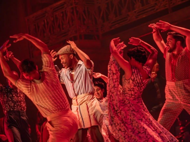 3066 - Jaleel Battles Jr. (center) and the North American Tour company of Buena Vista Social Club, photo by Matthew Murphy Medium