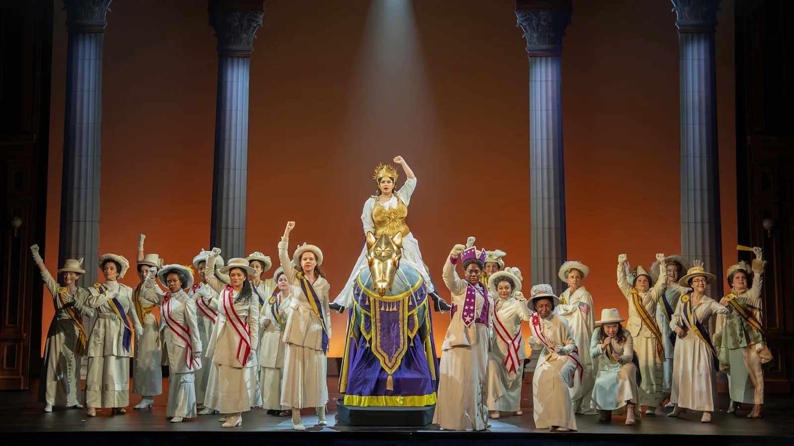 5 SUFFS Tour Monica Tulia Ramirez as Inez Milholland and SUFFS Company