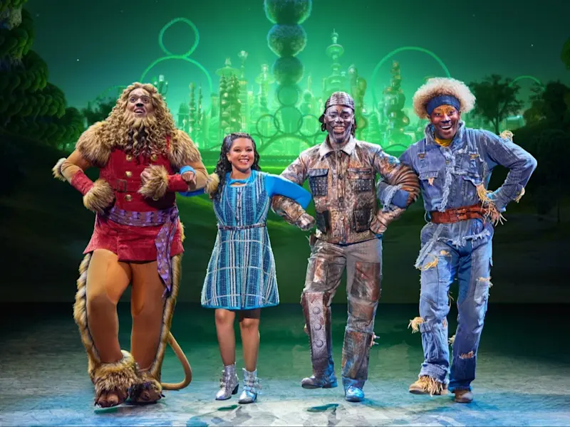 22. Cal Mitchell as The Lion, Dana Cimone as Dorothy, D. Jerome as The Tinman, and Elijah Ahmad Lewis as The Scarecrow in the North American Tour of THE WIZ. Photo by Jeremy Daniel Large