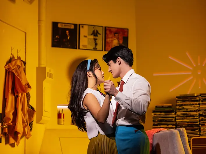 Helen J Shen, Darren Criss in the Original Broadway Production of MAYBE HAPPY ENDING. Photo credit Matthew Murphy and Evan Zimmerman Large