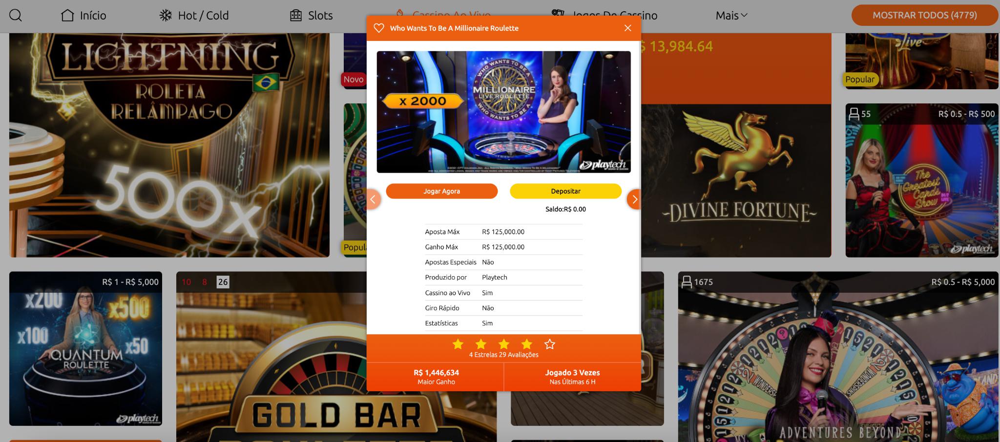 BacanaPlay Millionaire Roulette