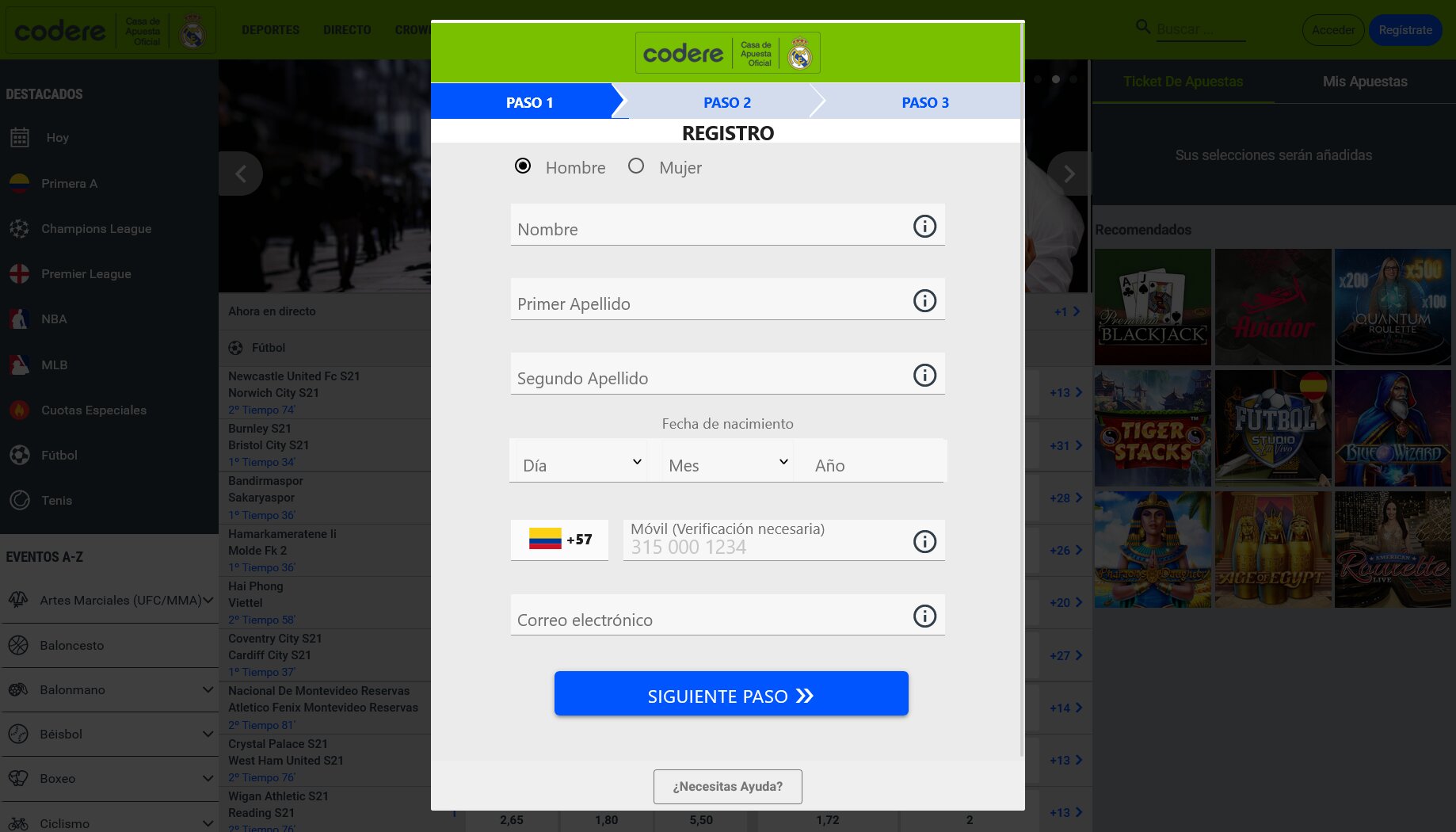 Codere Registro