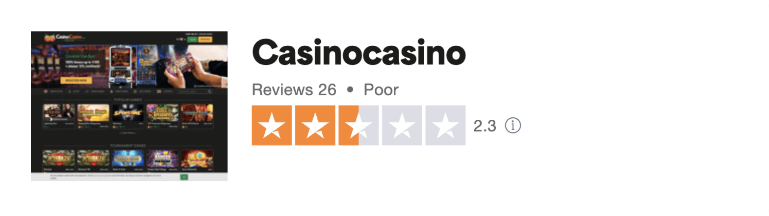CasinoCasino Trustpilot rating