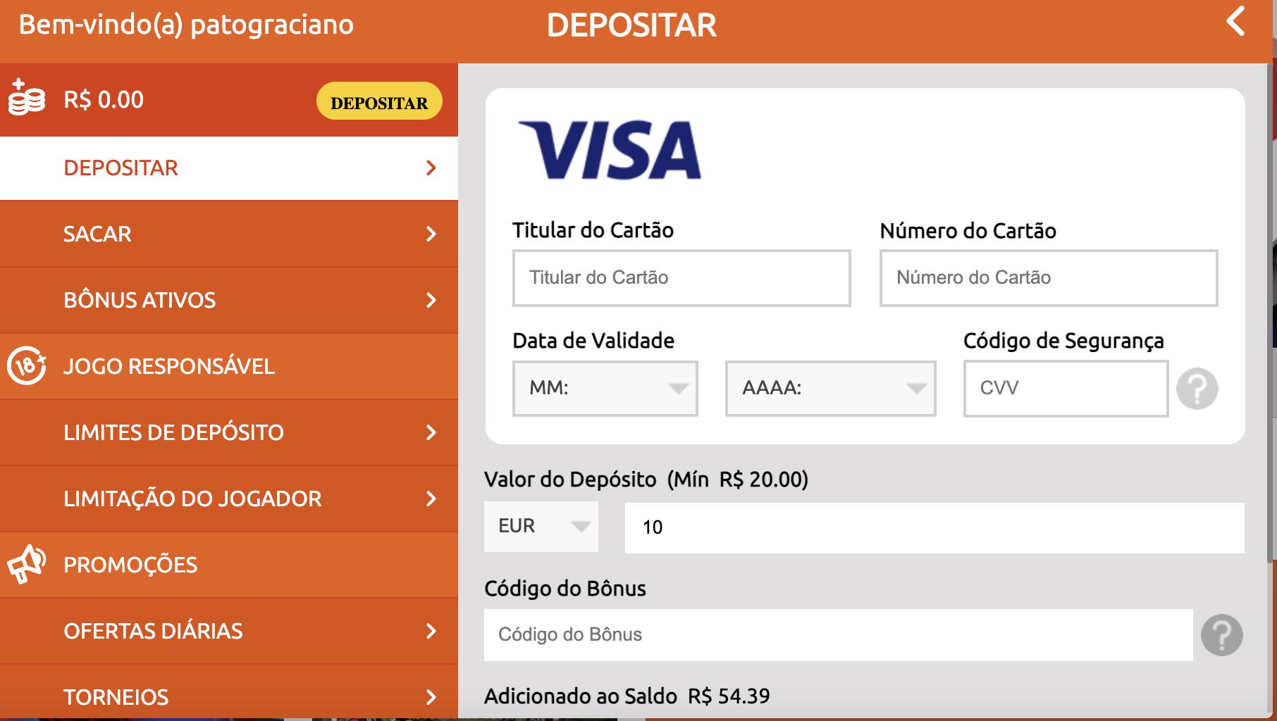 BacanaPlay Deposit Page