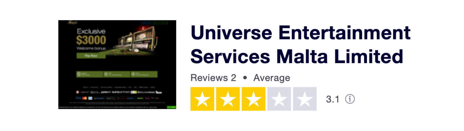 Rating for Casino Tropez on Trustpilot