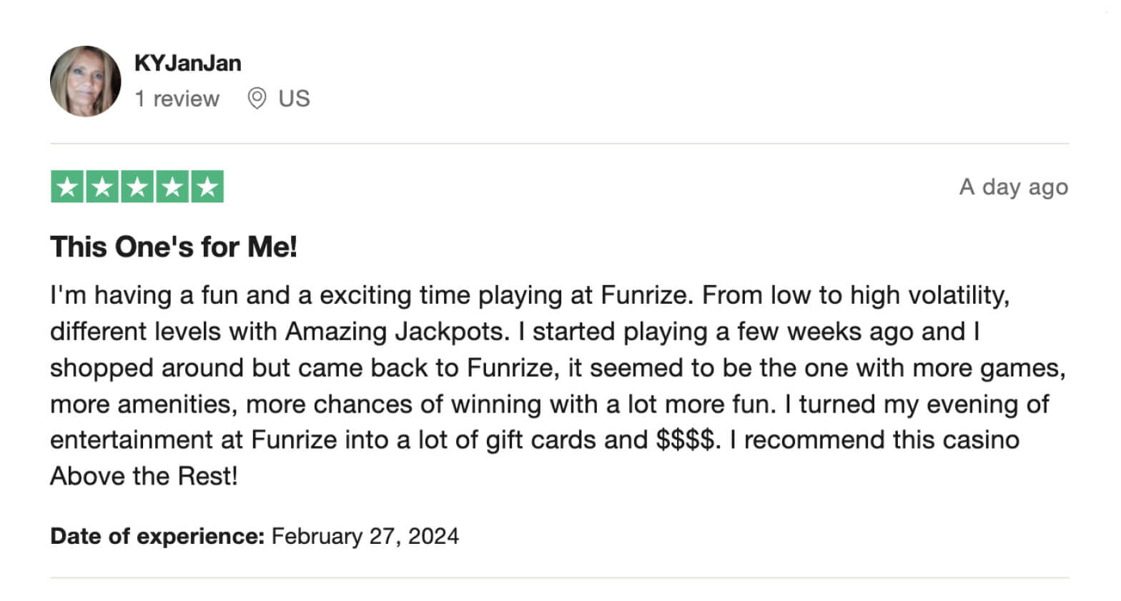 Apple App store ratings for the Funrize app
