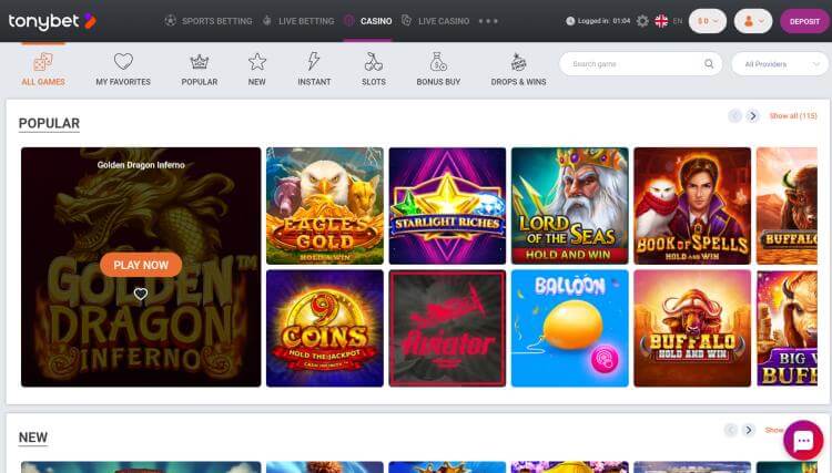 TonyBet Top Games