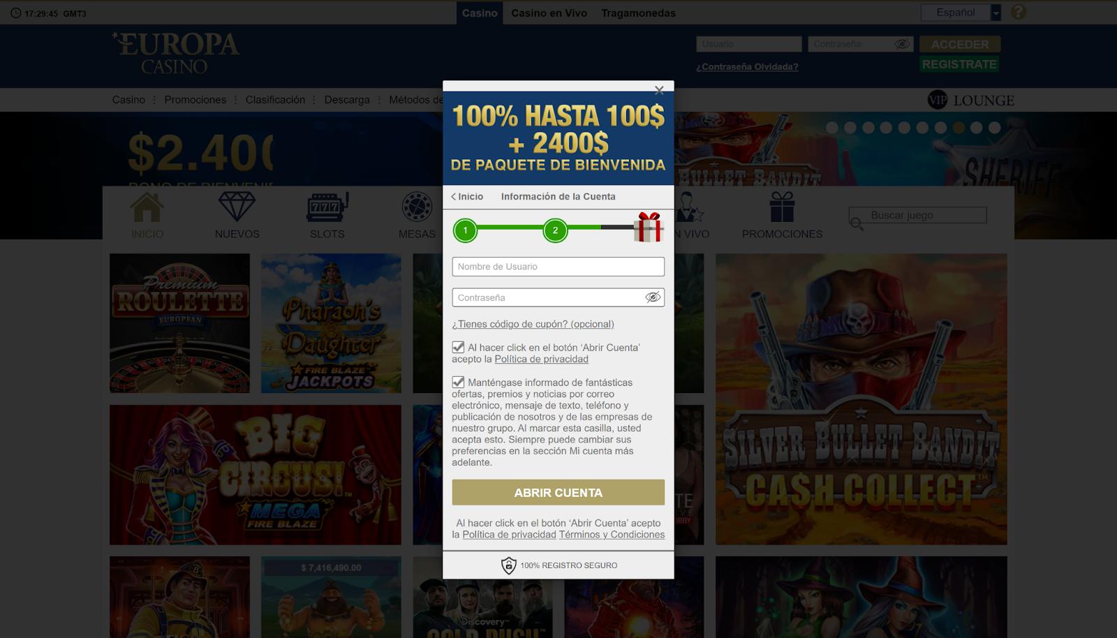 Europa Casino Registro
