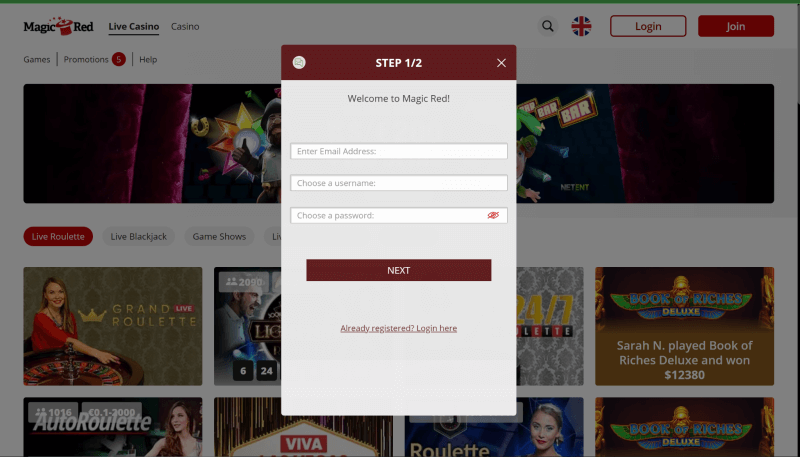 Magic Red Casino Registration Form
