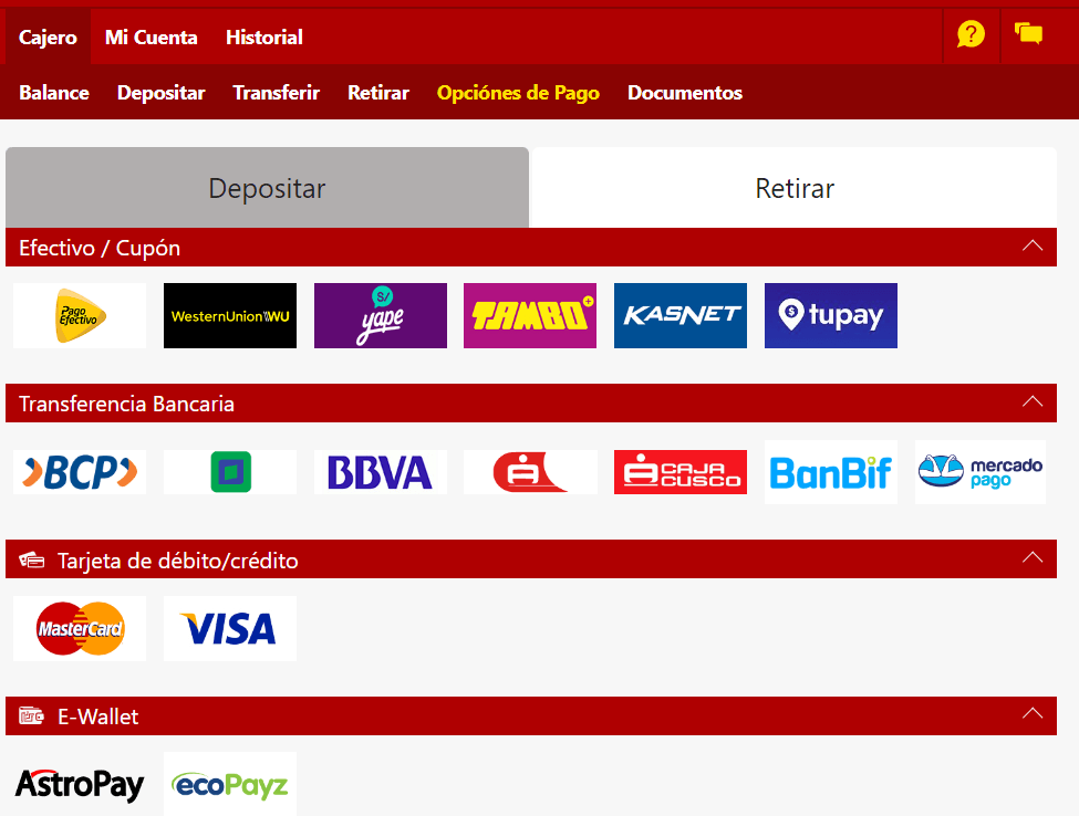 Depósitos y retiros