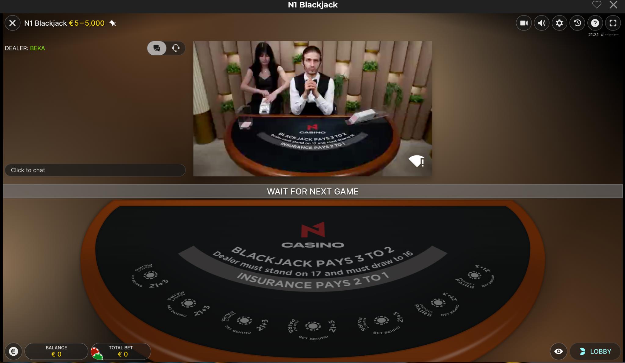 N1 Casino Blackjack