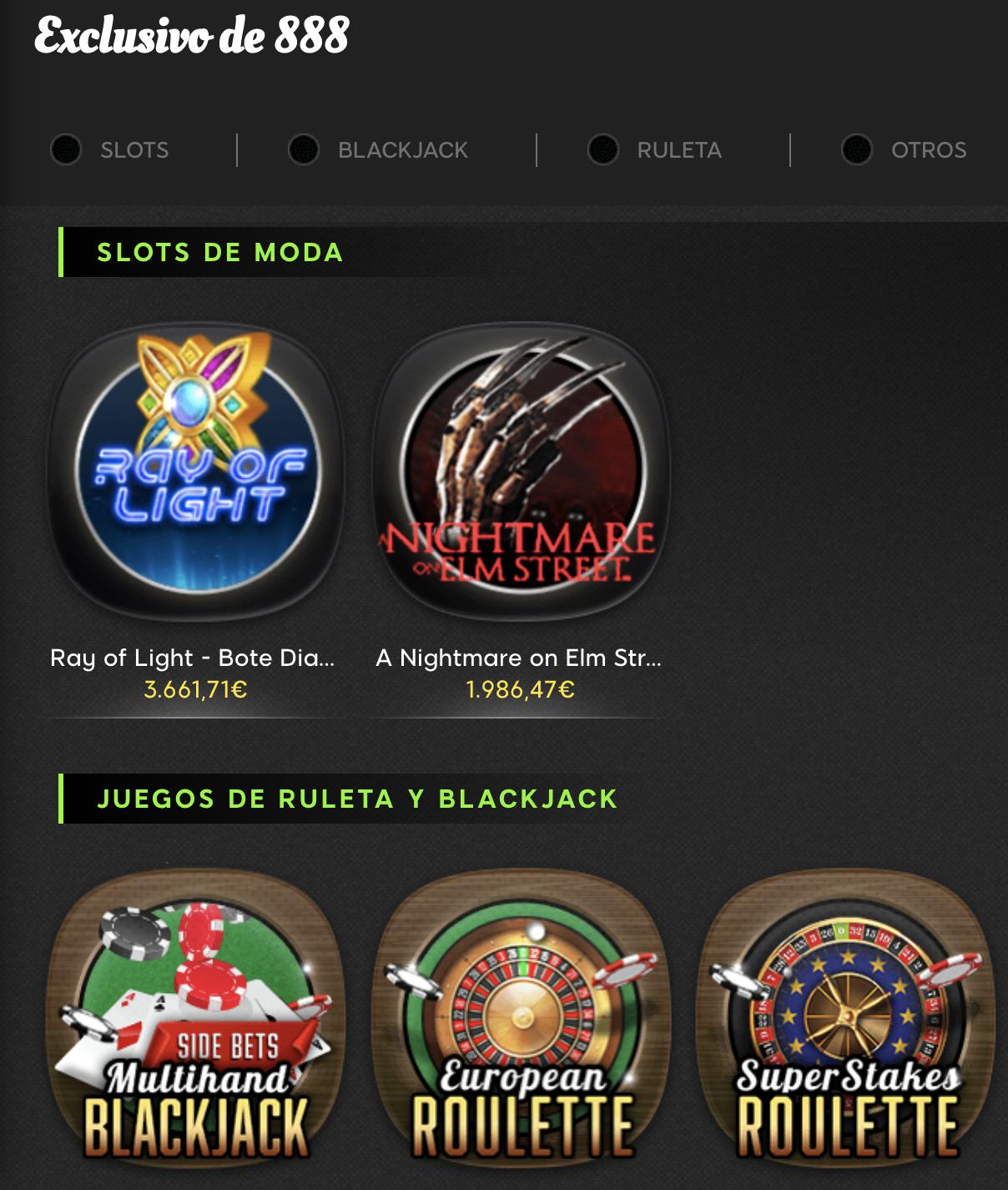888Casino Lobby