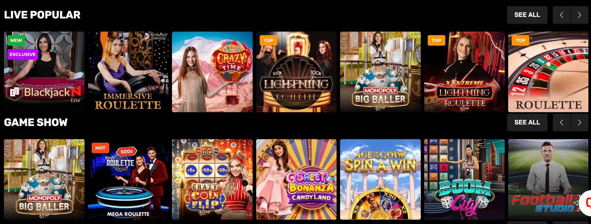 N1 Casino Live Casino Lobby
