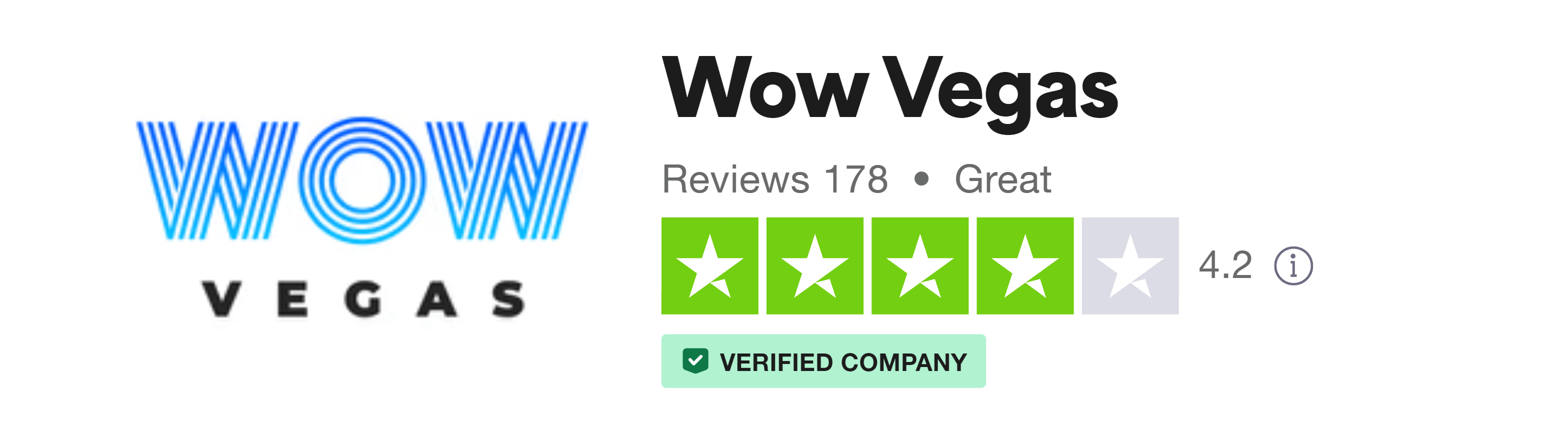 Trustpilot rating screenshot for the WOW Vegas