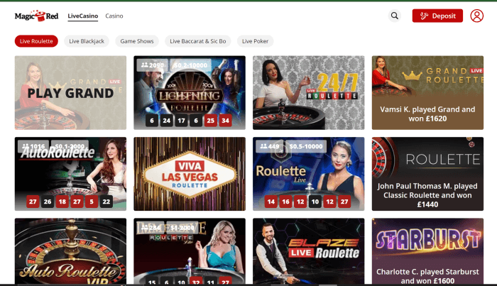 Magic Red Casino Live Casino Lobby