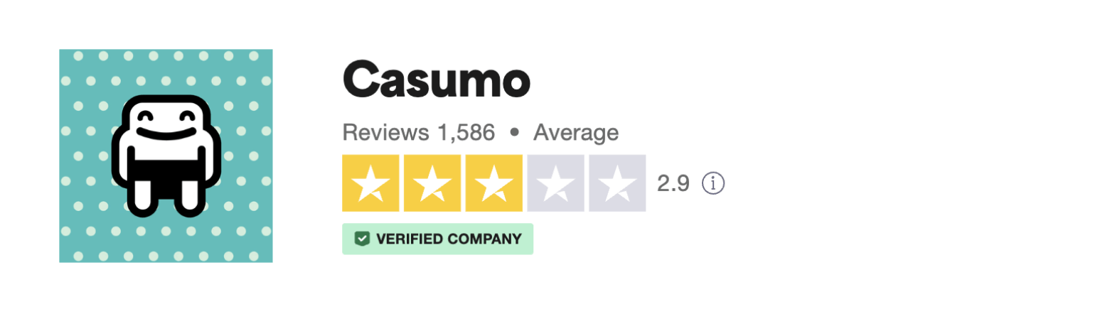 Casumo Trustpilot user rating