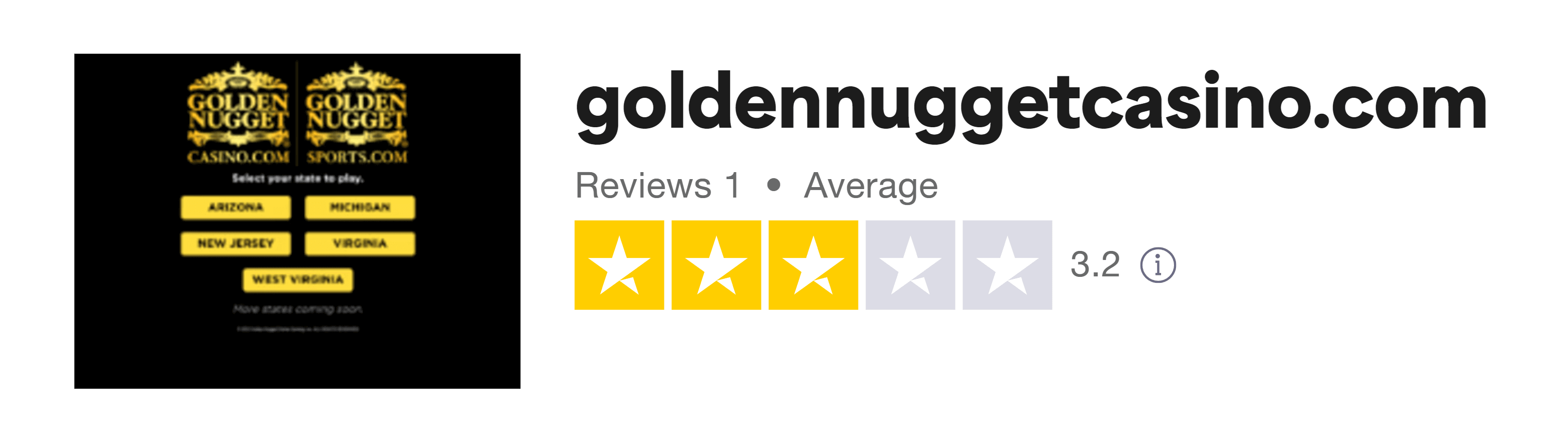Trustpilot rating screenshot for the Golden Nugget NJ