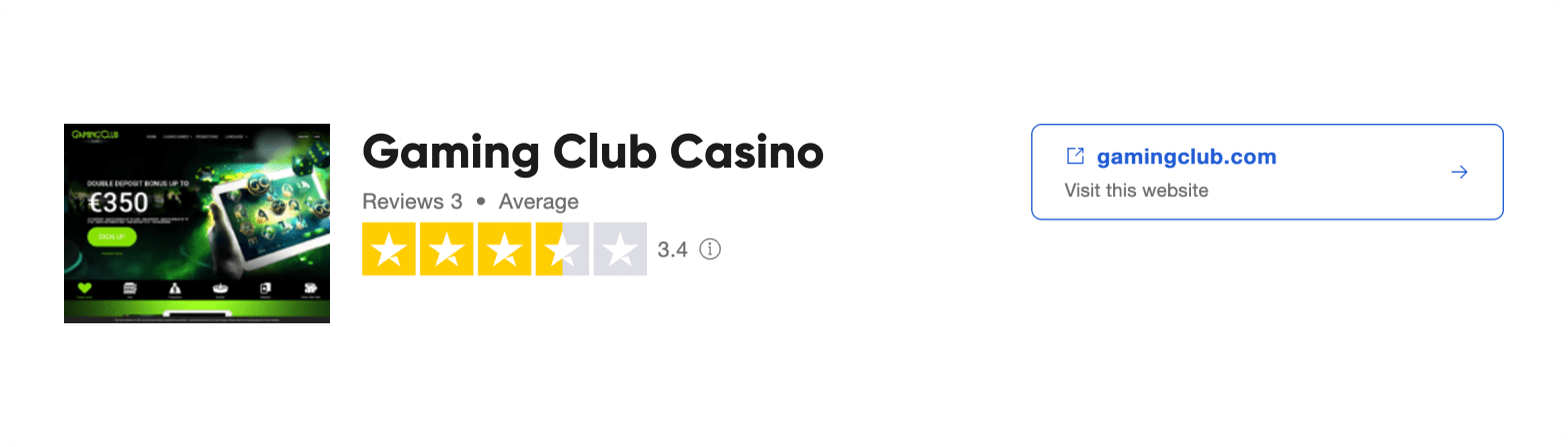Trustpilot rating screenshot for the Gaming Club