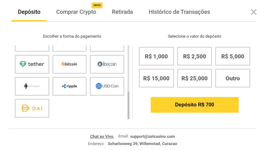 Zet Cassino Depósitos