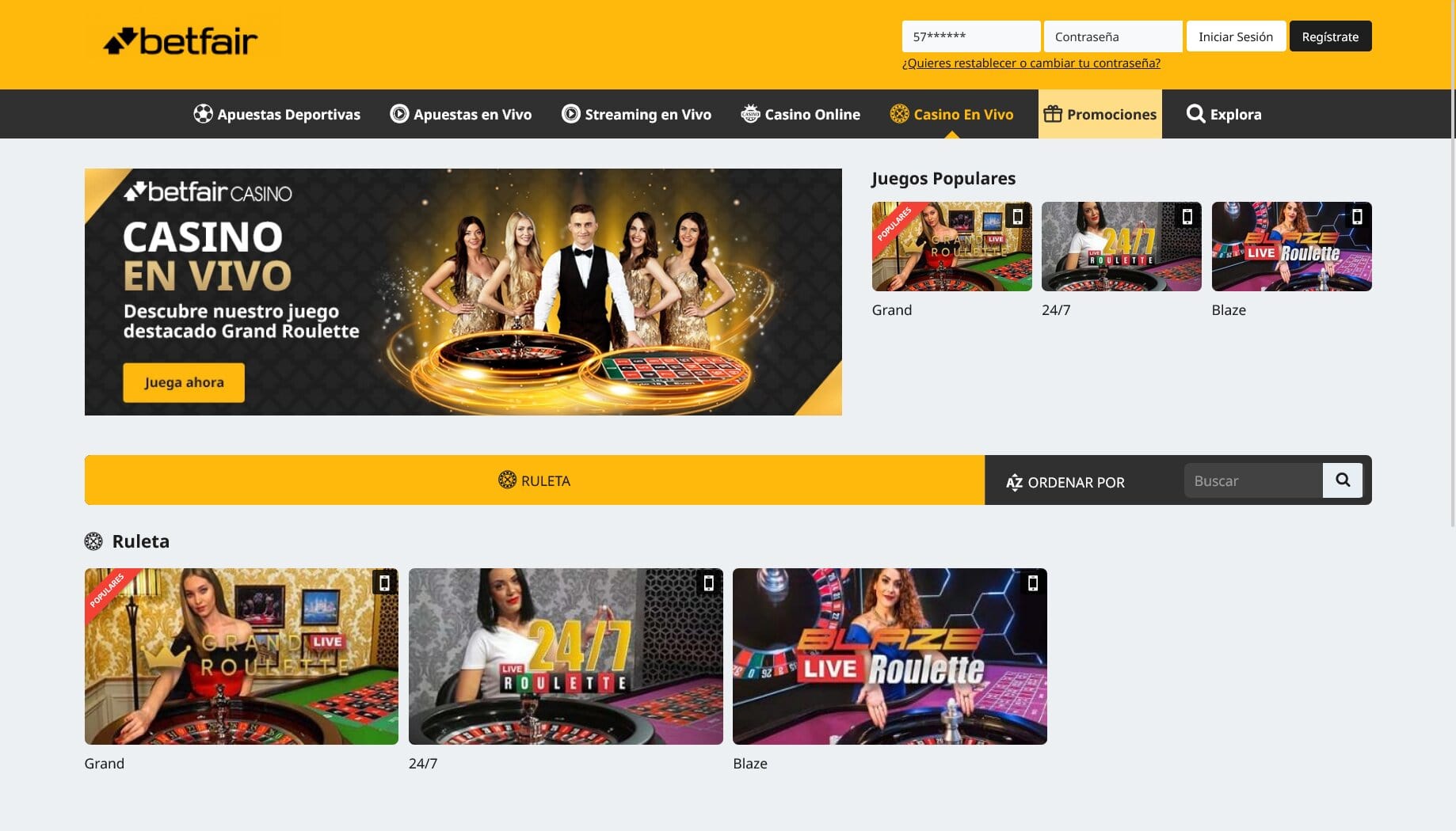 Betfair Lobby