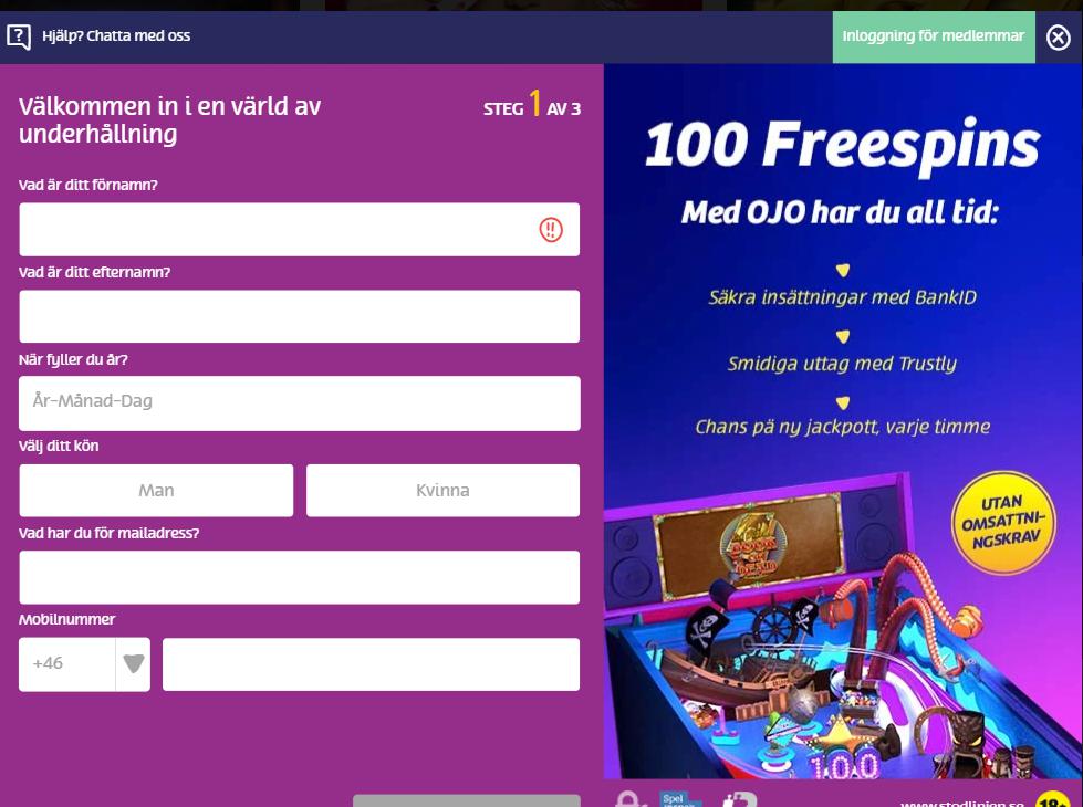 PlayOJO Registrering