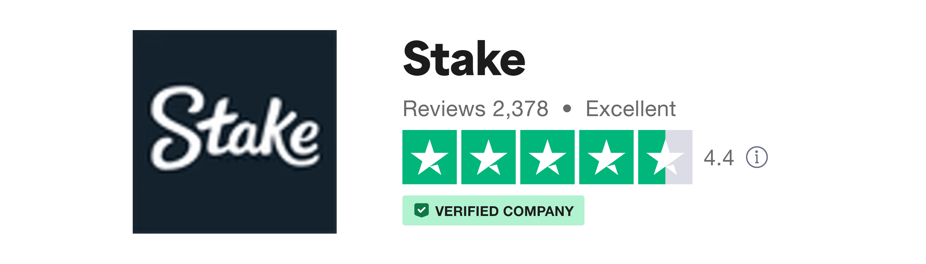 Trustpilot rating screenshot for the Stake