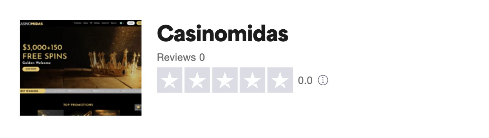Casino Midas rating on the Trustpilot platform