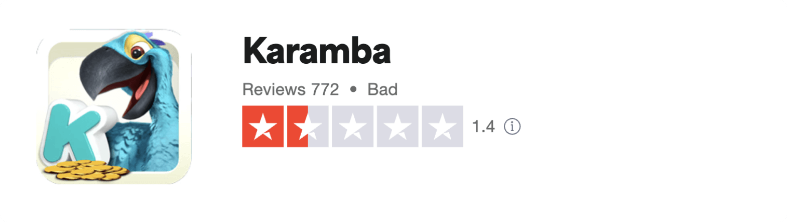 Karamba Trustpilot rating