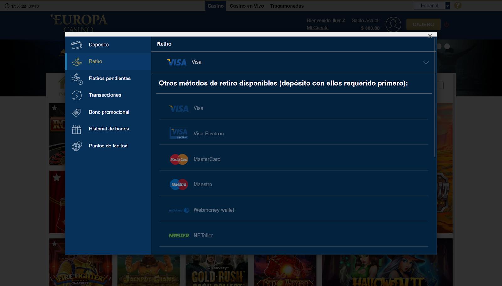Europa Casino Depósitos