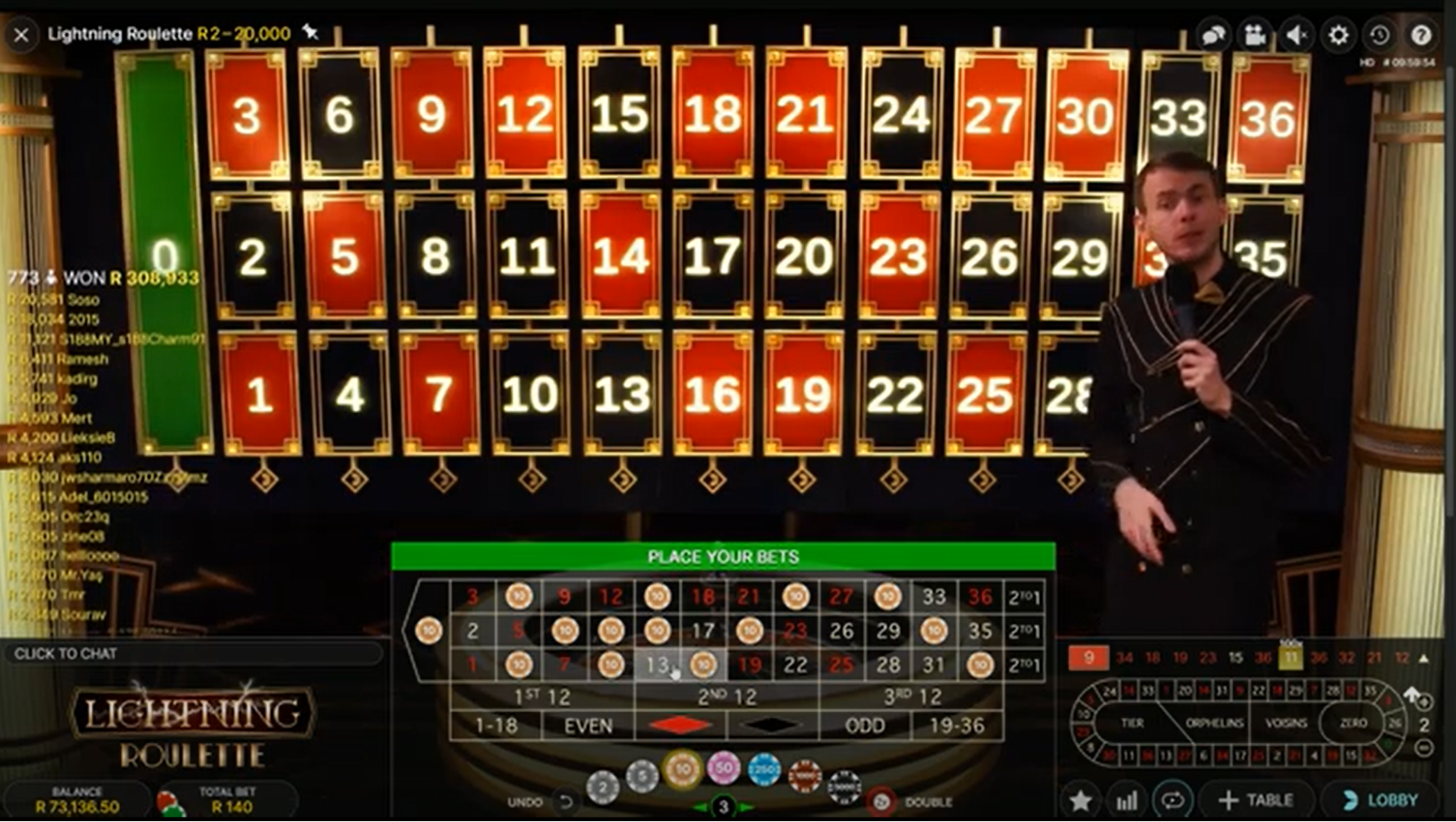 Lightning Roulette Main Screen
