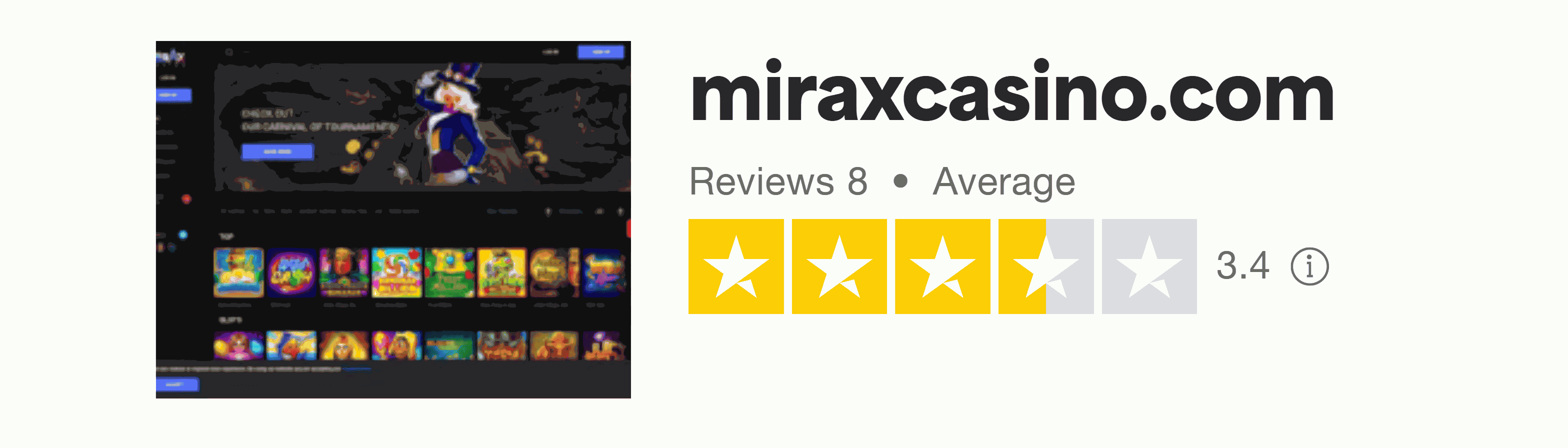 Trustpilot rating screenshot for the Mirax