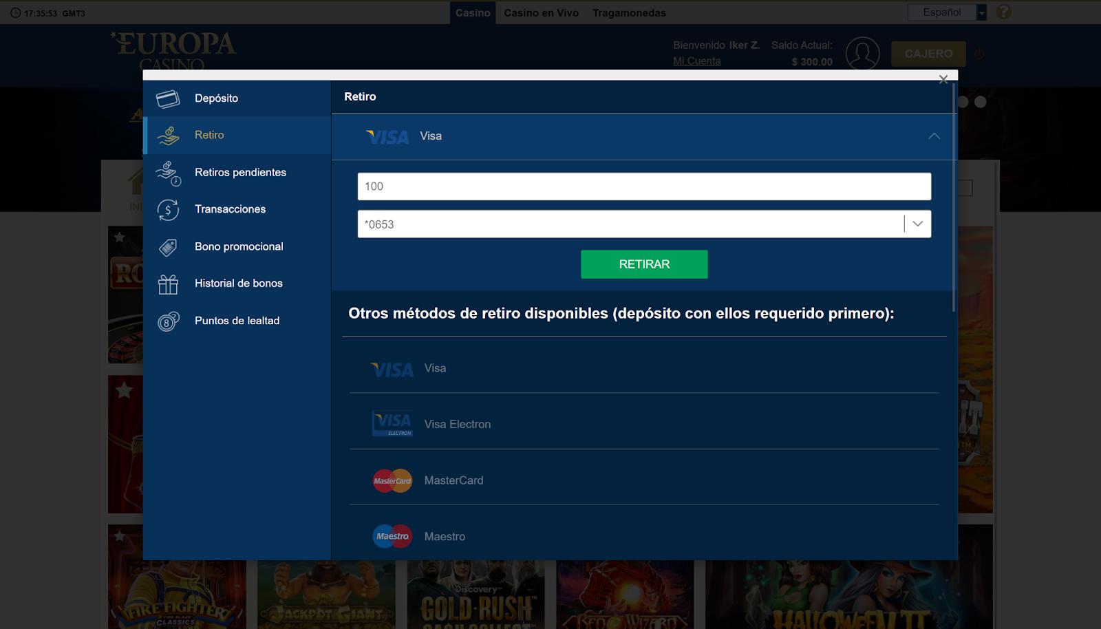 Europa Casino Depósitos