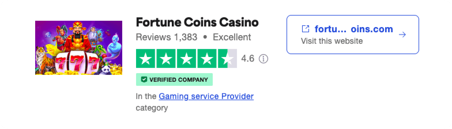 Trustpilot rating screenshot for FortuneCoins