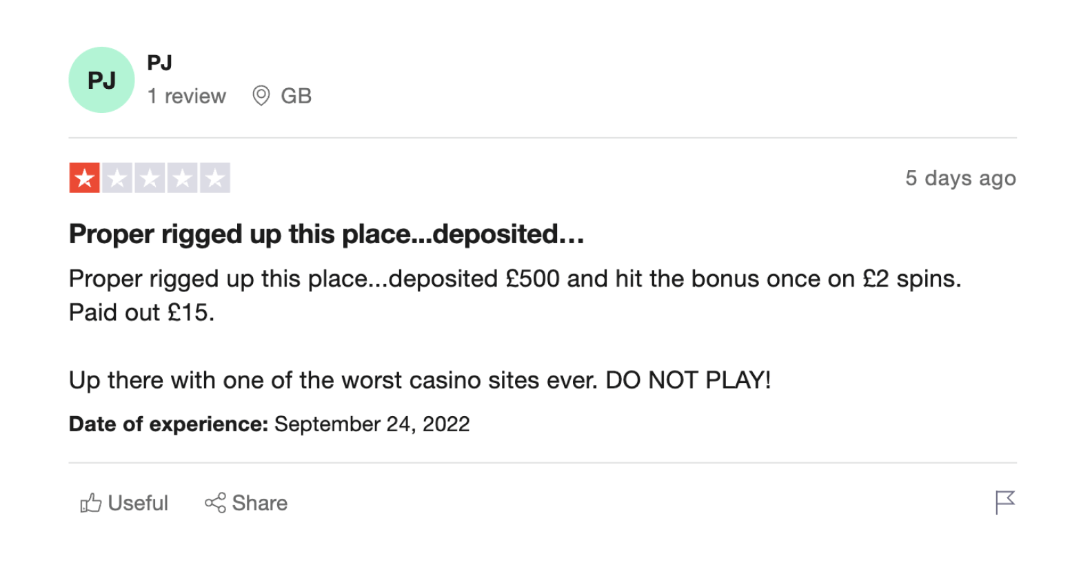 Comments on Trustpilot for the Dream Vegas casino online