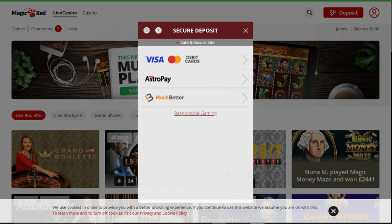 Magic Red Deposit Page
