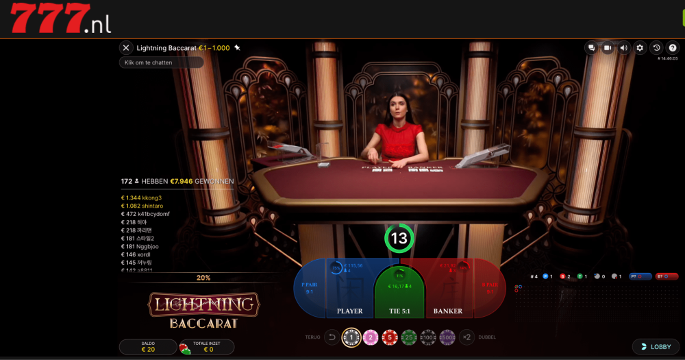 Lightning Baccarat screenshot