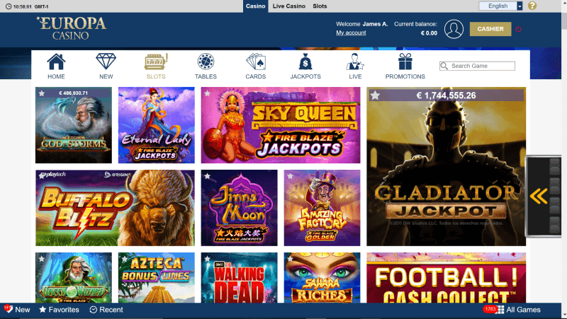 Europa Casino Top Games