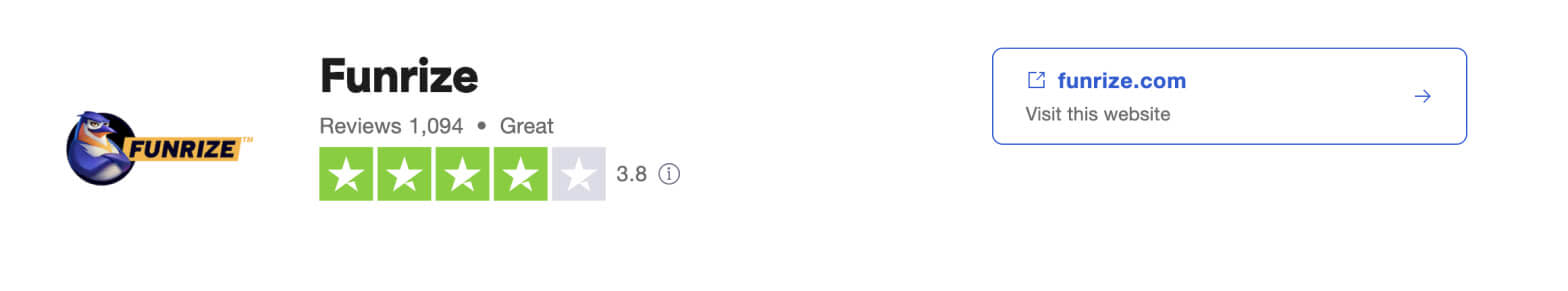 Trustpilot rating screenshot for the Funrize